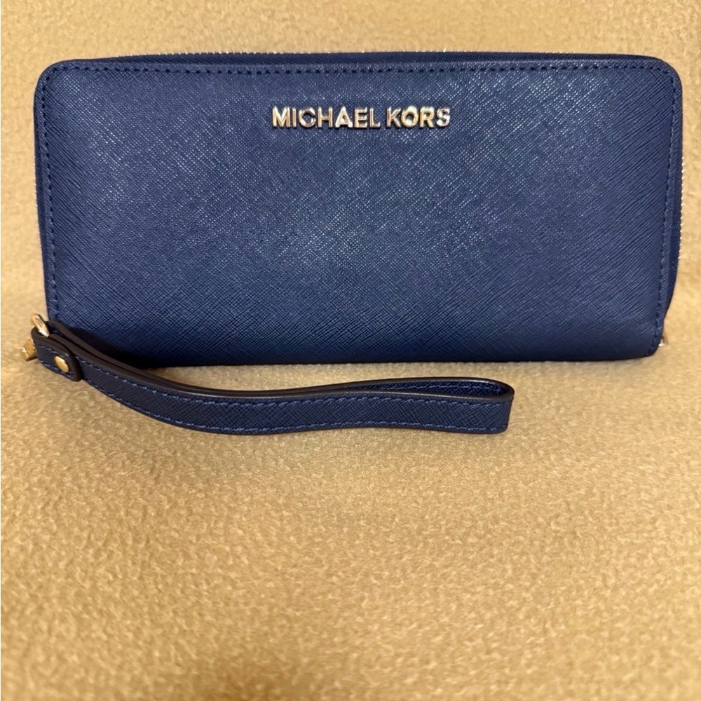 Michael Kors Navy Wristlet Clutch/Wallet